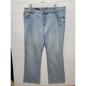 Lands End womens size 14 / 31 light wash high rise boot cut cotton denim jeans